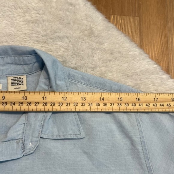 LEVIS Boyfriend Fit Blue Coconut Tree Embroidered Back Button Down LS Shirt Sz S - Picture 7 of 9